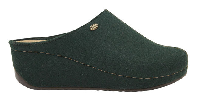 SCHOLL Inverness wedge pantofola in lana dark green 41