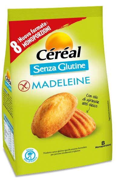 Cereal madeleine senza glutine 8 pezzi da 28,5 g